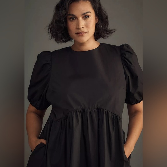 new Anthropologie English Factory Plus Puff-Sleeve Mini Dress black size 1X - Picture 3 of 10